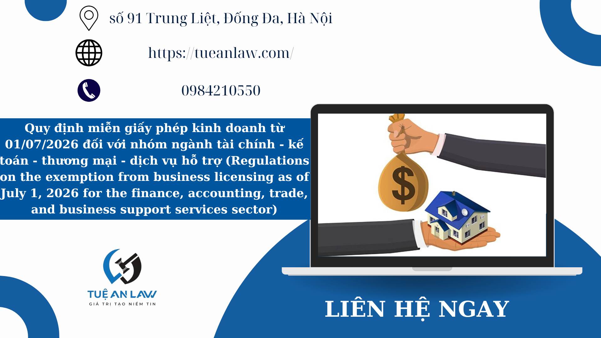 Quy định miễn giấy phép kinh doanh từ 01/07/2026 đối với nhóm ngành tài chính – kế toán – thương mại – dịch vụ hỗ trợ (Regulations on the exemption from business licensing as of July 1, 2026 for the finance, accounting, trade, and business support services sector)